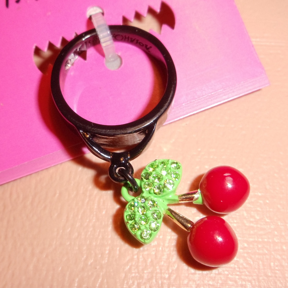 BETSEY JOHNSON RED CHERRY CHARM RING PINUP DOLL